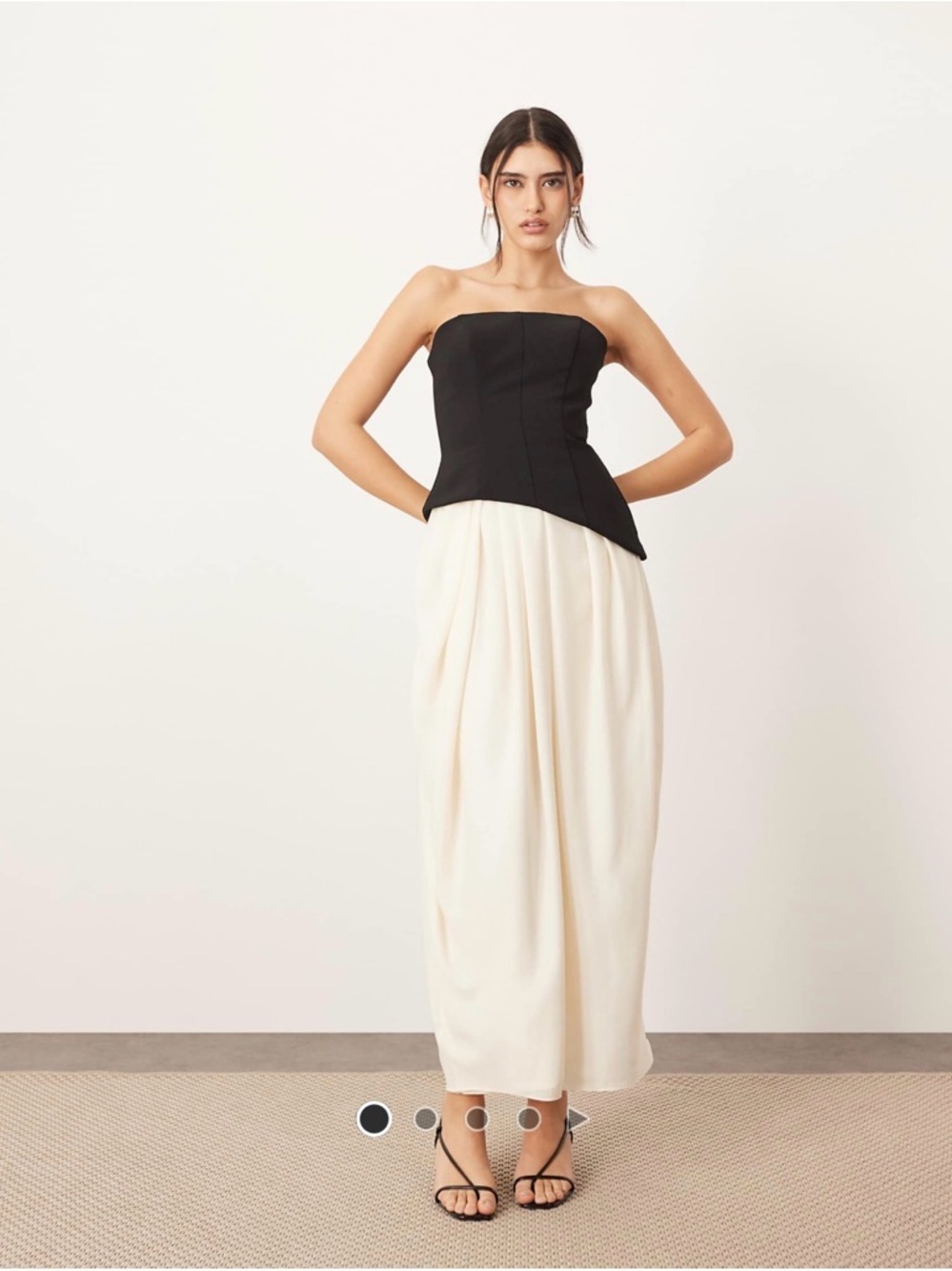 ASOS Arrange Strapless Black and Cream Two-Tone Midi Dress - Picture 10 of 11